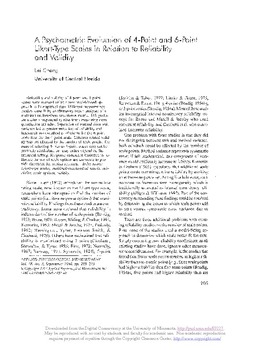 likert scale validity and reliability likert scale validity and reliability