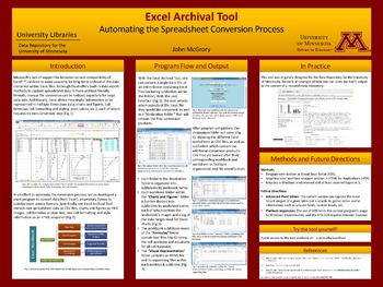 Poster for quot Excel Archival Tool: Automating the Spreadsheet Conversion