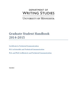 Graduate Student Handbook 2014 2015 - 