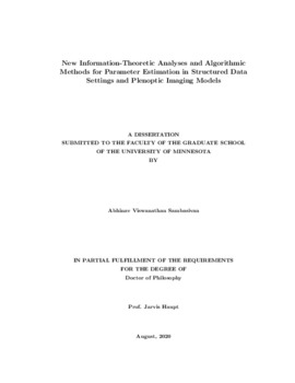 New Information Theoretic Analyses And Algorithmic Methods For Parameter Estimation In Structured Data Settings And Plenoptic Im