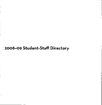 2008 09 Student Staff Directory